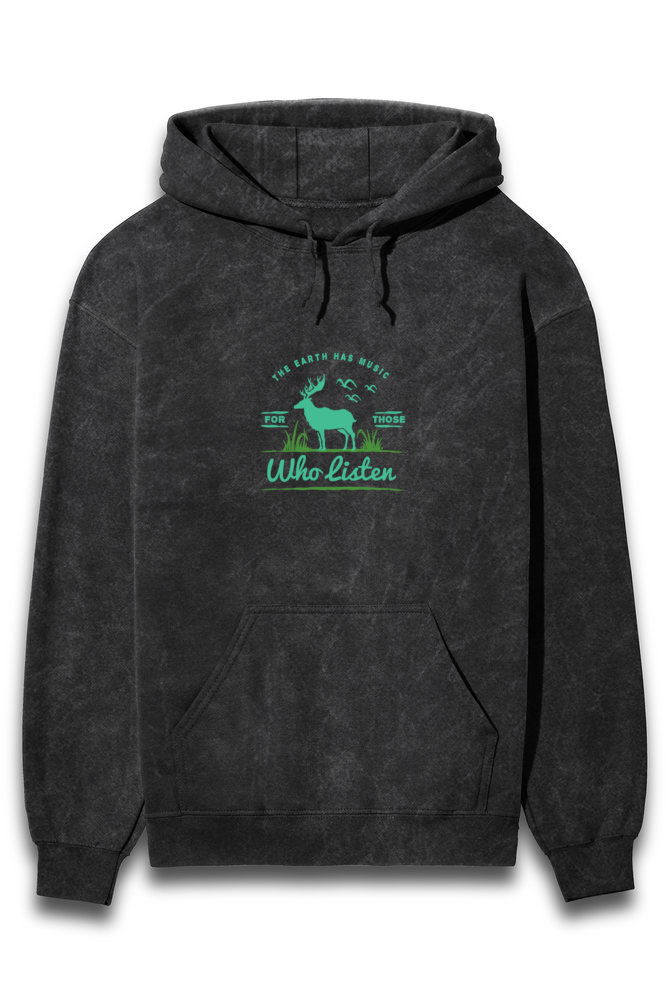 EARTH'S MUSIC Acid-wash Unisex Hoodie