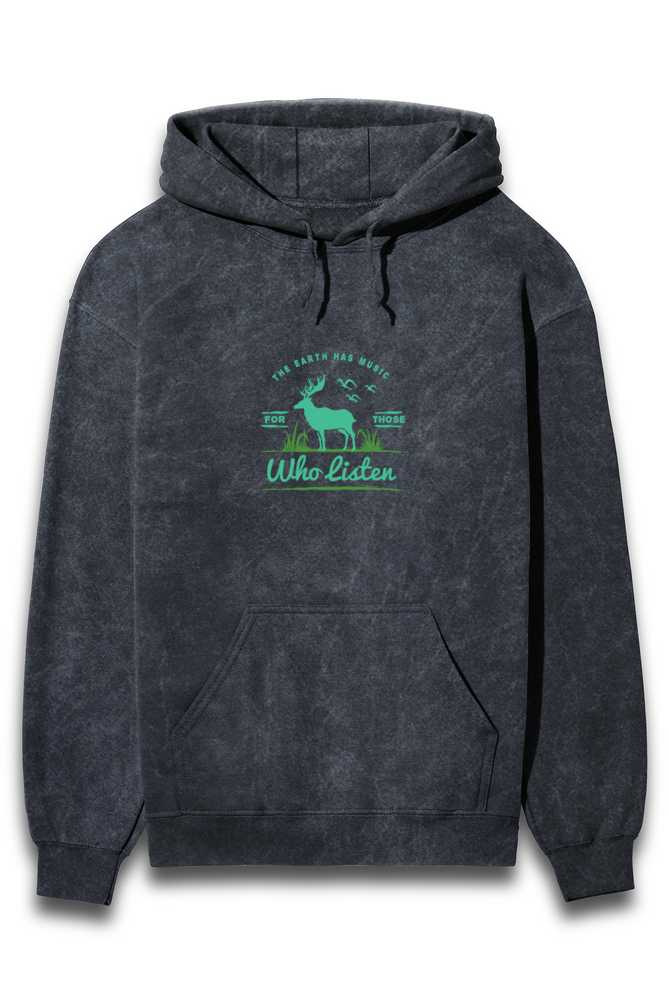 EARTH'S MUSIC Acid-wash Unisex Hoodie