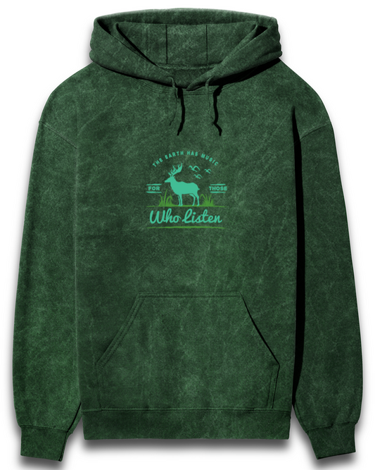 EARTH'S MUSIC Acid-wash Unisex Hoodie